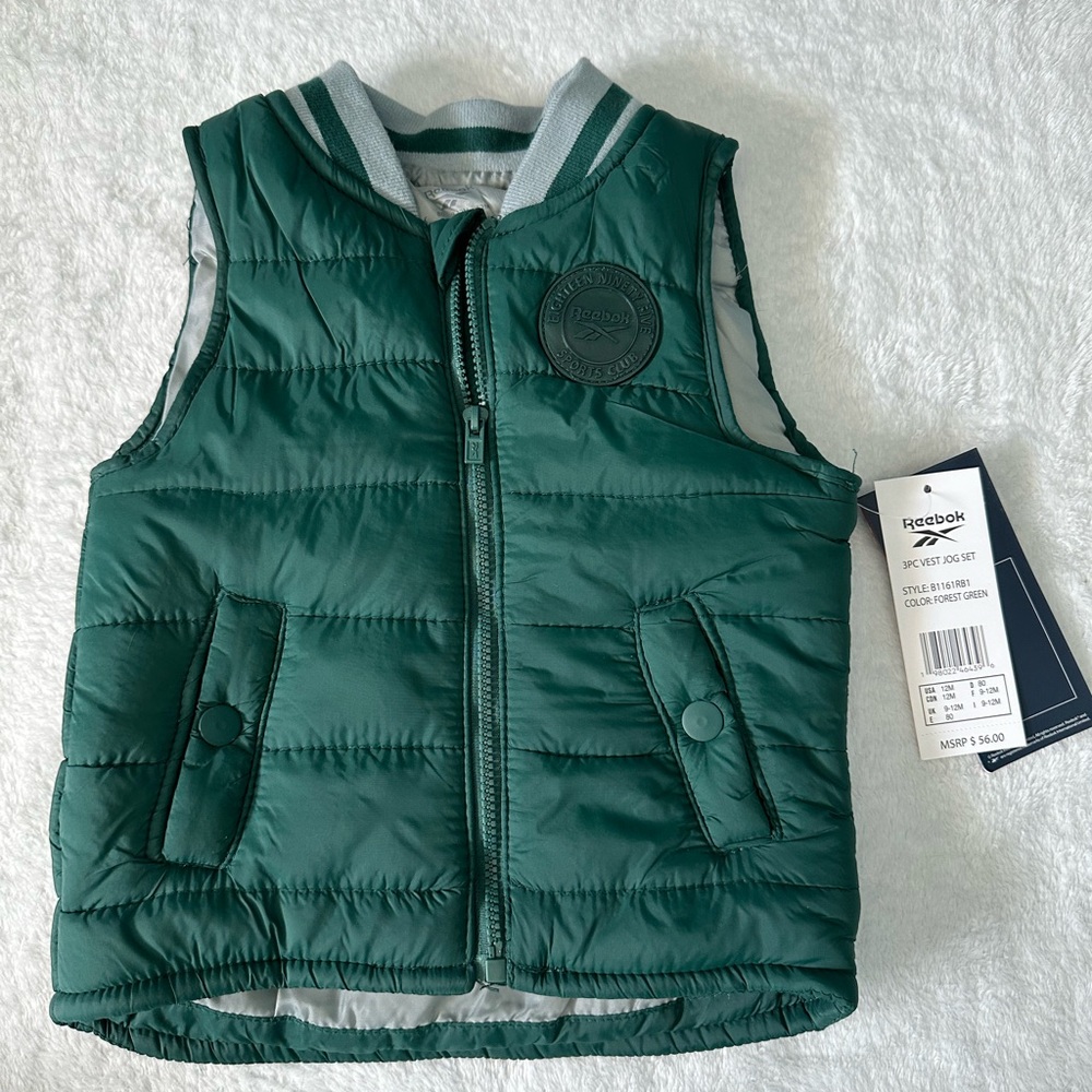 Reebok Kids Green Puffer Vest